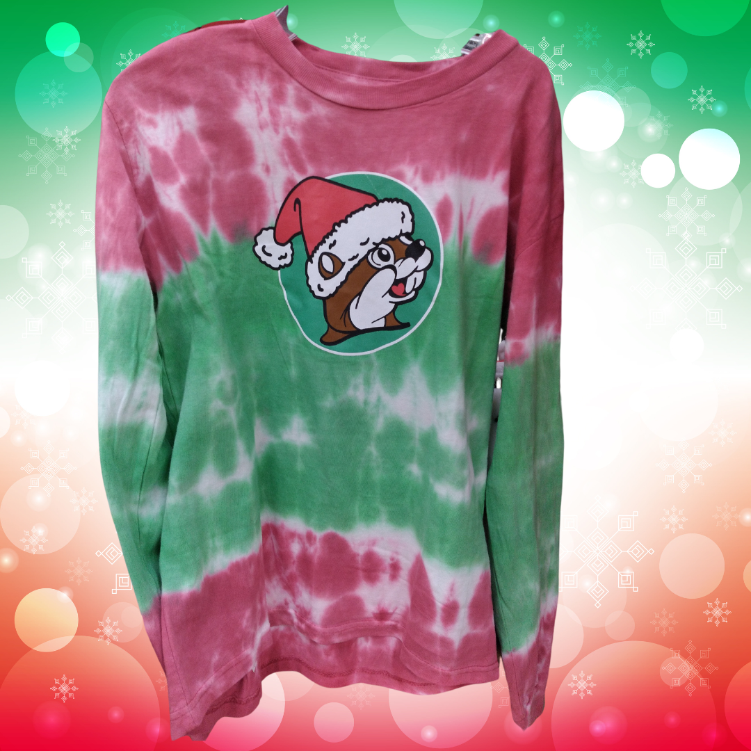 Buc-ee's Christmas Tie-Dye Long Sleeved Shirt