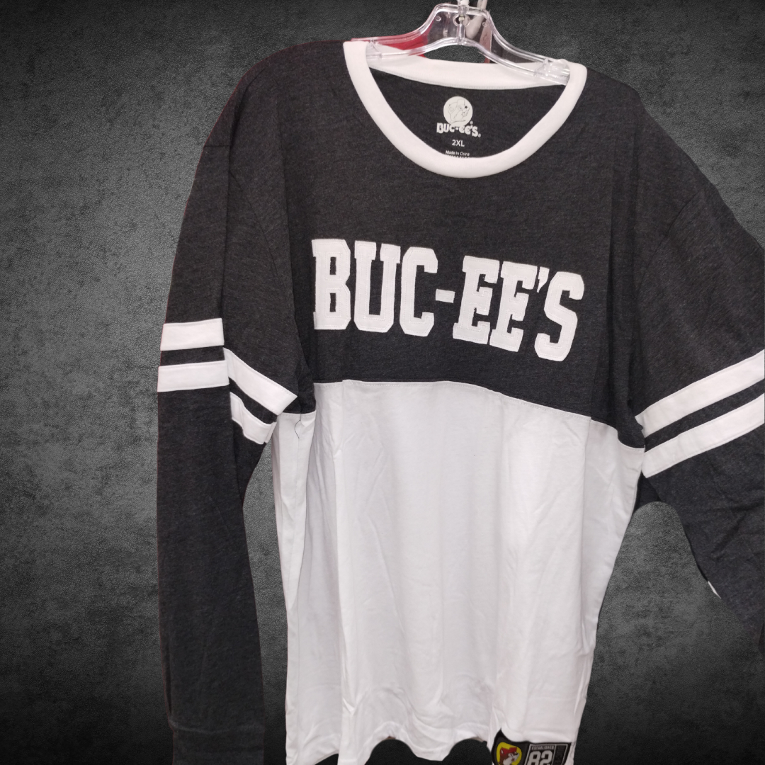 Buc-ee's Black and White Long-Sleeve Jersey Tee