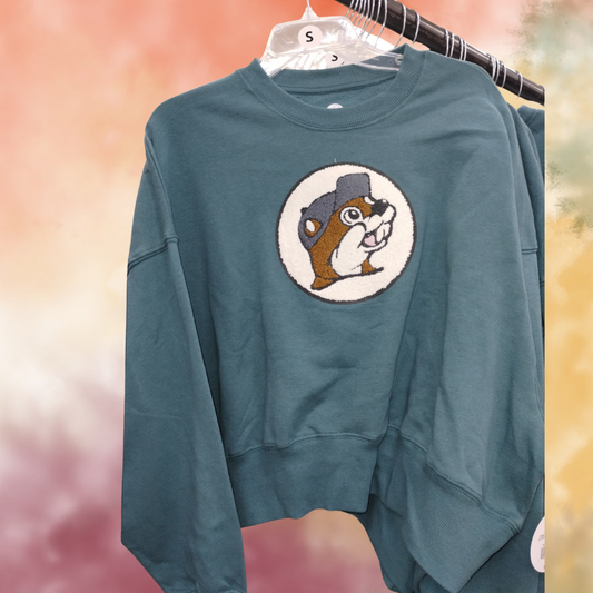 Buc-ee's Short Teal Sweatshirt